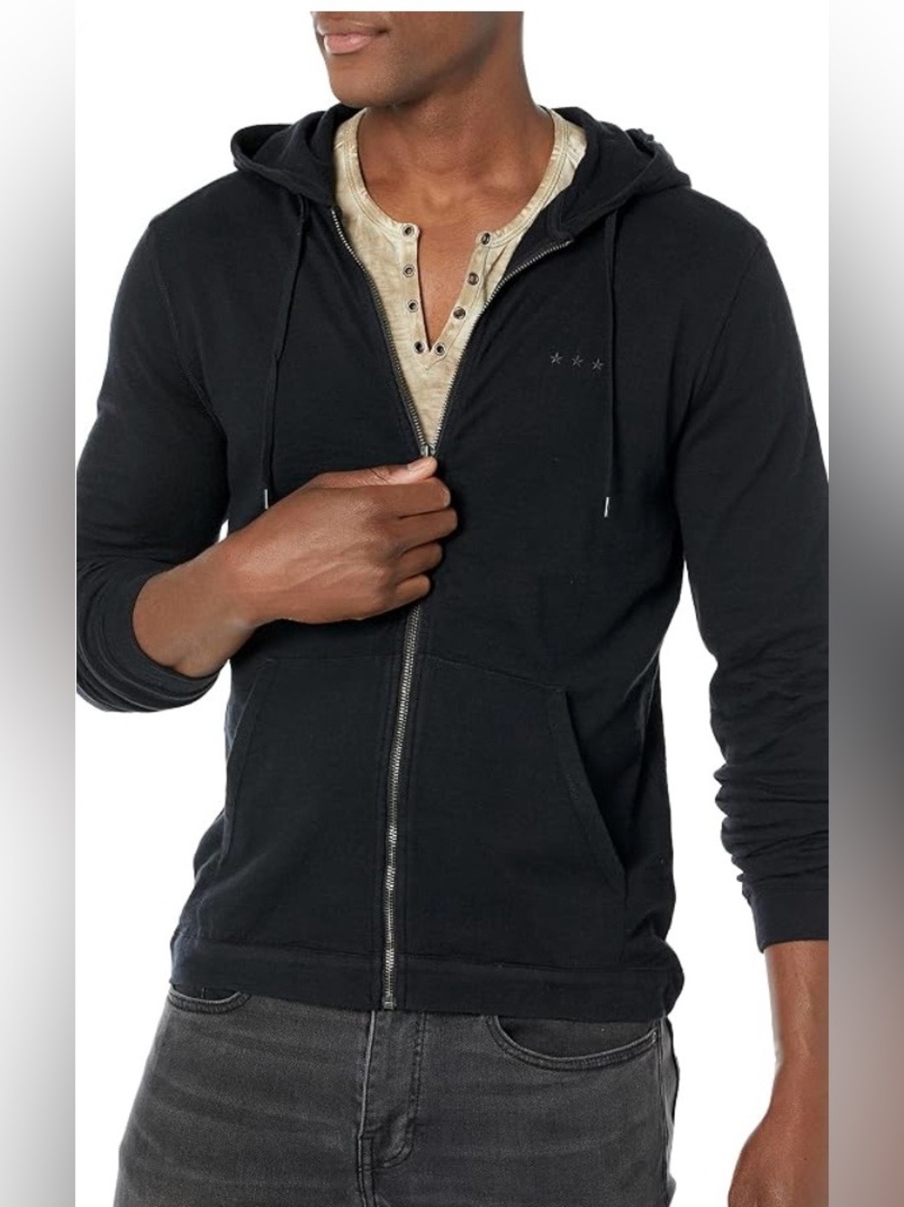 John Varvatos Black Zip-Up Hoodie Sweater size L